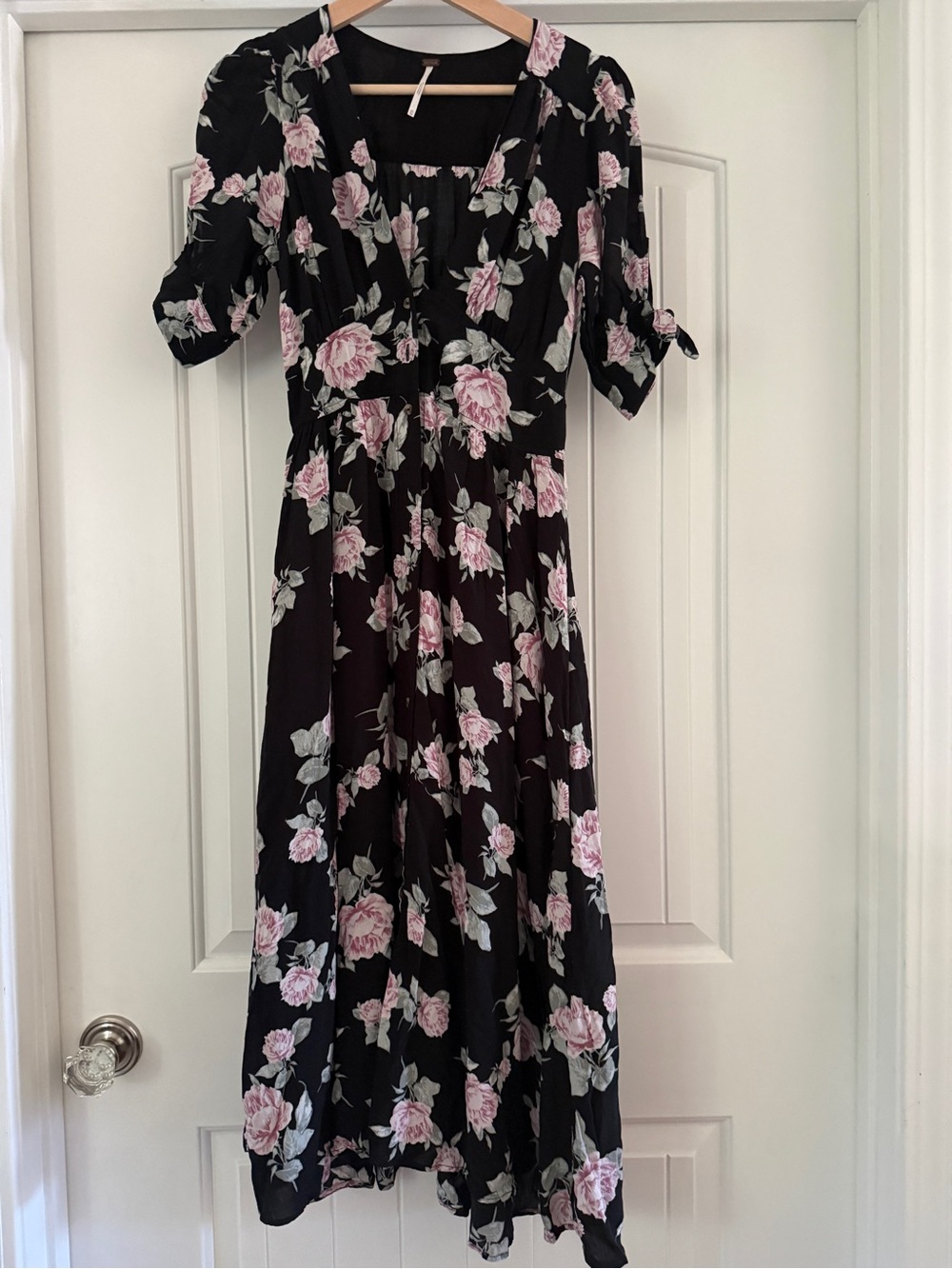 Free People Love of my Life  Maxi Dress with Pink Rose Print